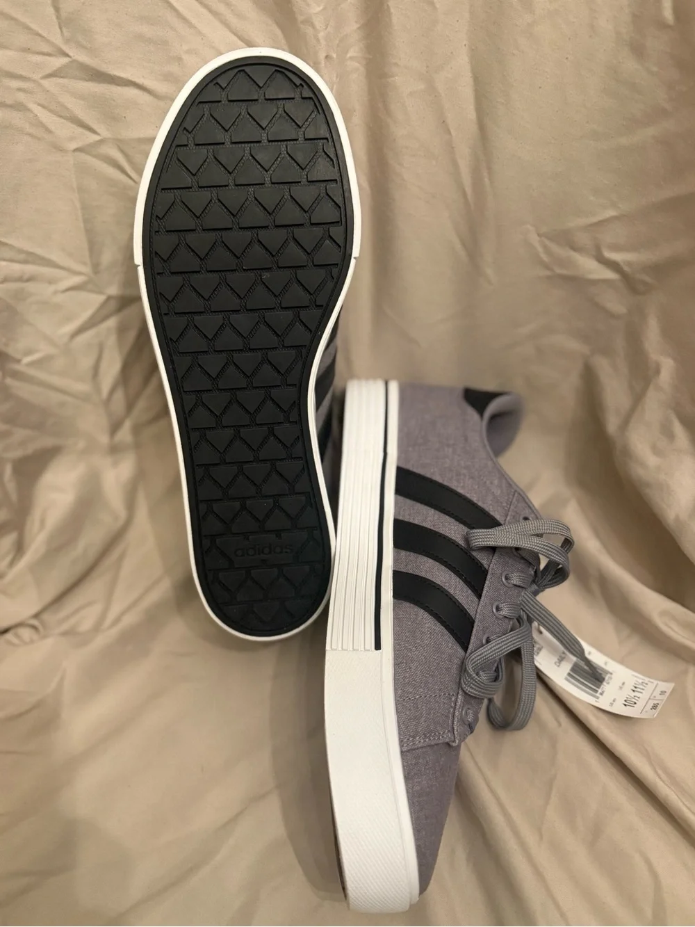 adidas Grey Canvas Sneakers with Black Stripes